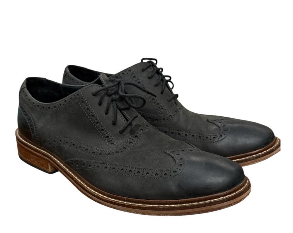 Cole Haan Men’s Colton Black Leather Wingtip Oxford Dress Shoes Size 12 Brogue